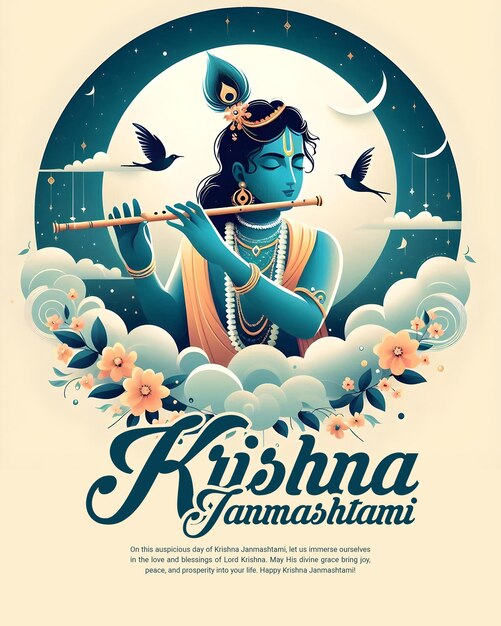 PSD happy krishna janmashtami celebration indian festival social media post banner poster