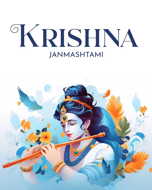 Happy krishna janmashtami hindu festival celebration for social media post design