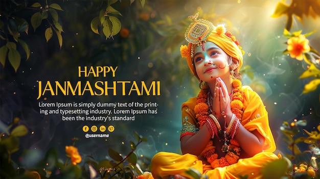 Happy Krishna janmashtami Social media poster design