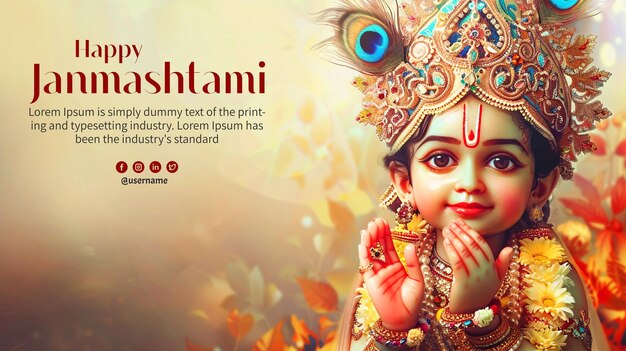 Happy Krishna janmashtami Social media poster design