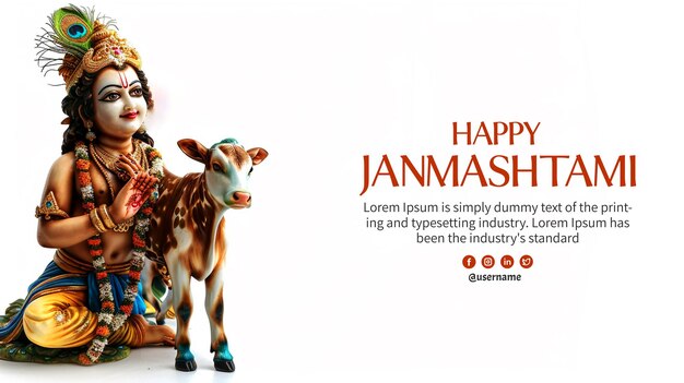 PSD happy krishna janmashtami social media poster design