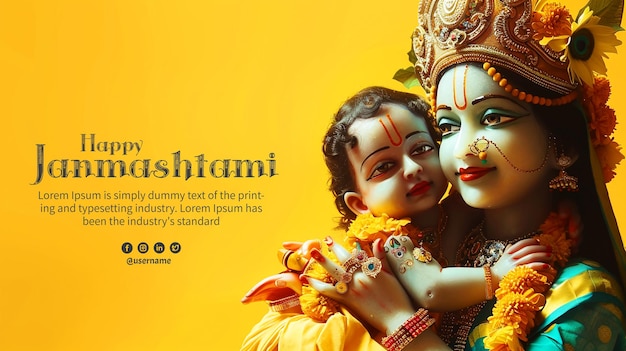 Happy Krishna janmashtami Social media poster design