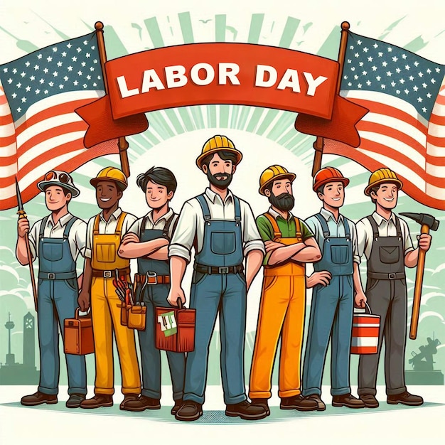 Happy Labor Day illustration background design template