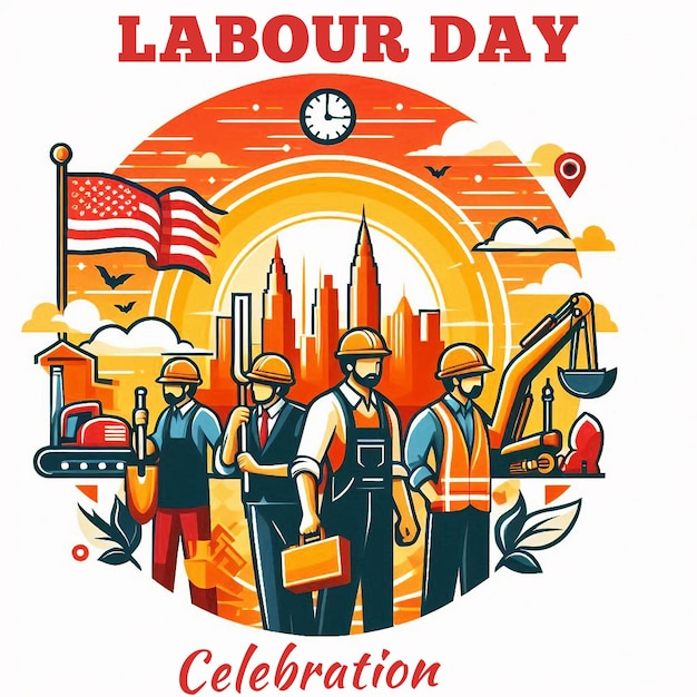 Happy labor day poster illustrations