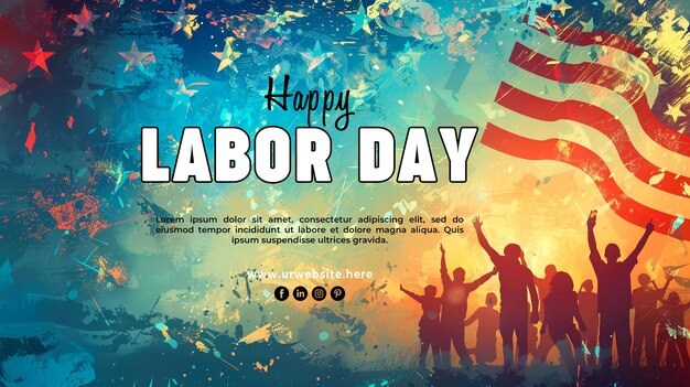 Happy Labor Day social media banner or Background PSD design template USA Labor Day