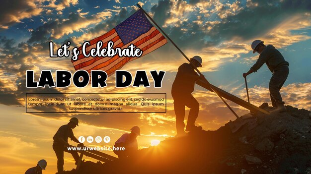 Happy Labor Day social media banner or special background with psd template USA Labor day