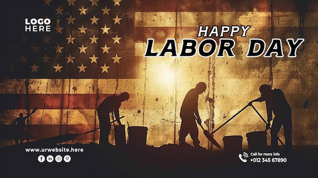 Happy Labor Day social media banner or special background with psd template USA Labor day