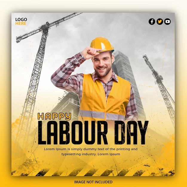 Happy labor day social media post banner or template