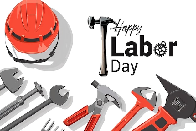 PSD happy labor day special background decorated with construction tools