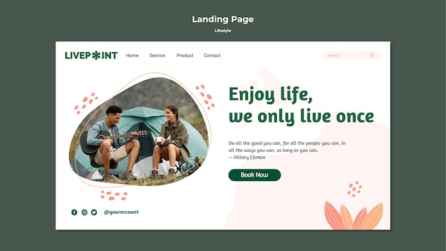 Happy lifestyle landing page design template