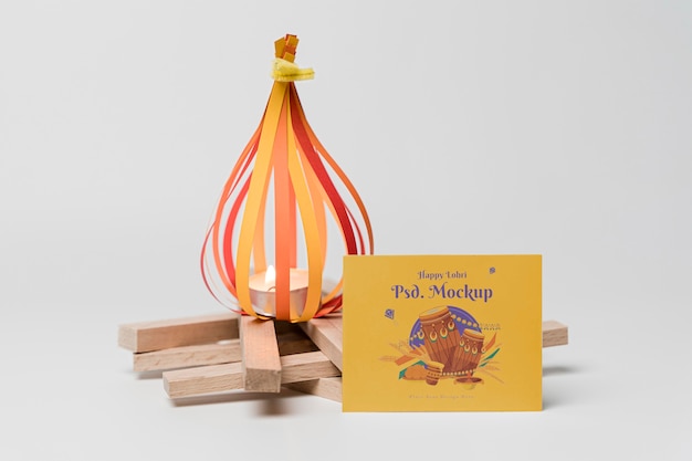 Happy lohri mockup with card