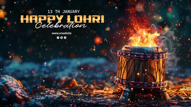 PSD happy lohri punjab holiday background for punjabi festival celebration banner design