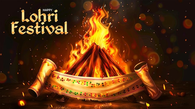 PSD happy lohri punjab holiday background for punjabi festival celebration banner design