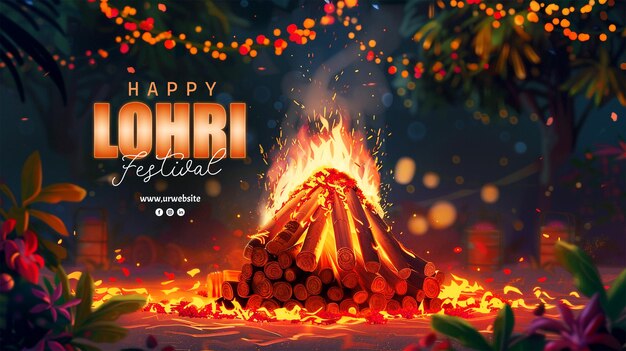 Happy Lohri punjab holiday background for Punjabi festival celebration banner design