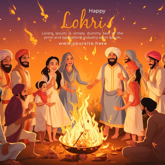 PSD happy lohri punjabi festival background design