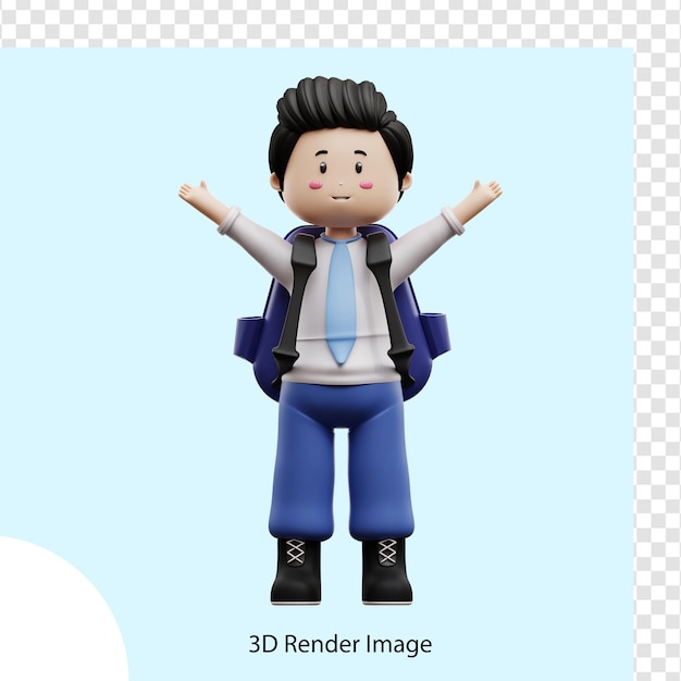 happy male student 3d rendering