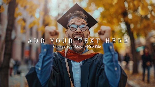 Happy male student graduate excited with college finish