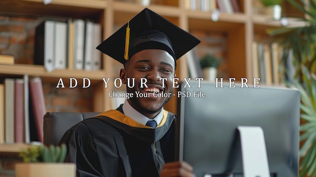 Happy male student graduate excited with college finish