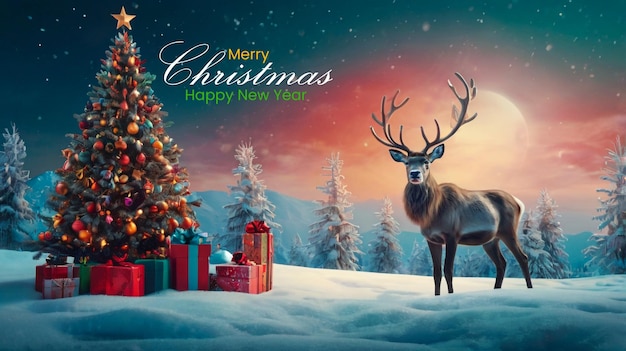 Happy Merry Christmas Happy New Year Background Banner