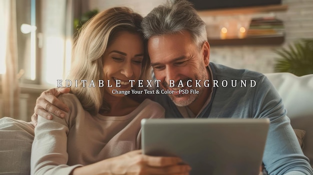 PSD happy middle aged couple using digital tablet at home stock photo image ar 169 style raw job id 3efda5650d124c51bc9018a27e85f9aa