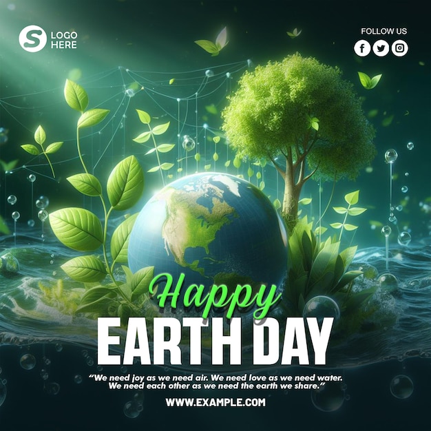 Happy Mother Earth Day 22nd april social media post template design