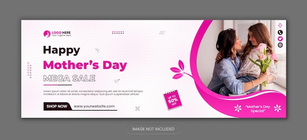 Happy mother's day sale social media banner and Facebook cover new design template