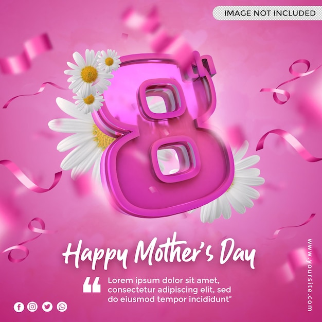 Happy Mother's day worldwide PSD Poster template design