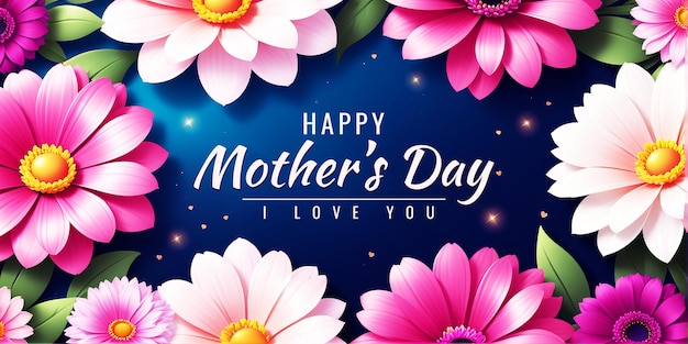 Happy mothers day background template with flowers