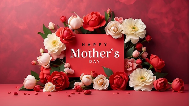 Happy mothers day celebration greeting card design with flower composition