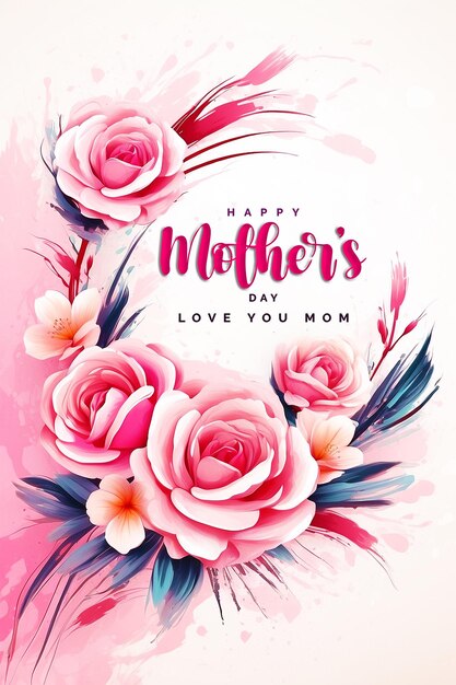 Happy mothers day celebration greeting card design with flower composition