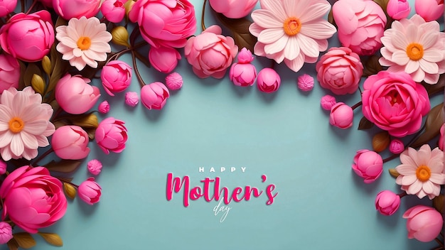 PSD happy mothers day celebration greeting card design with flower composition