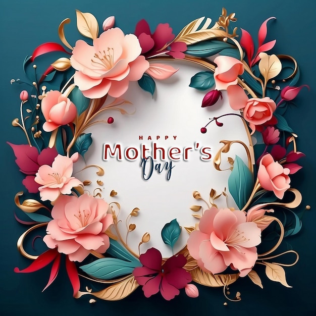 Happy mothers day celebration greeting card with floral background