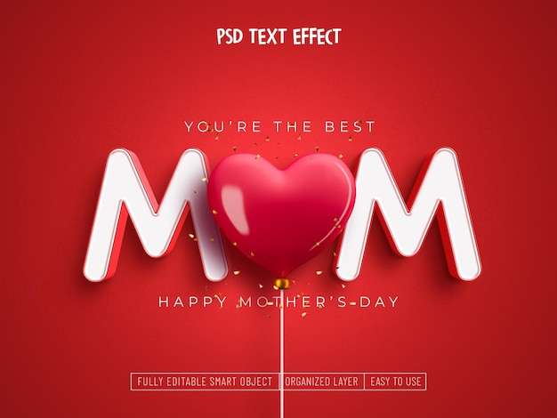 PSD happy mothers day editable text effect