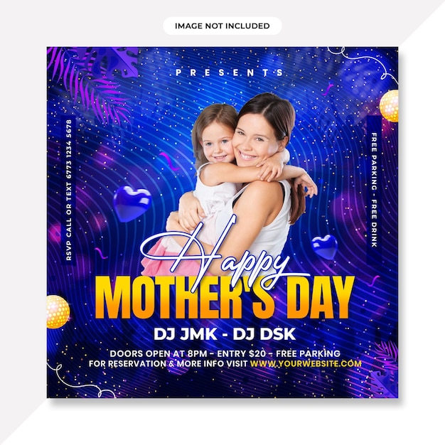 Happy mothers day event poster with mother and child .Mothers day banner or background design.