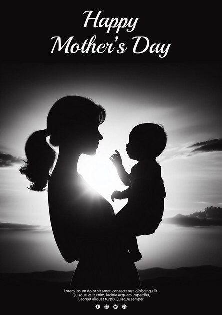 Happy mothers day greeting card design PSD template