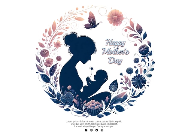 Happy mothers day greeting card design PSD template