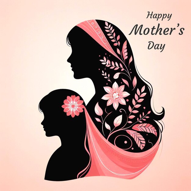 PSD happy mothers day mom and child affection greeting card design