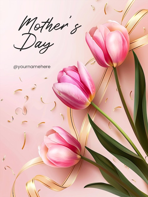 Happy Mothers Day poster template with floral background and pastel colors