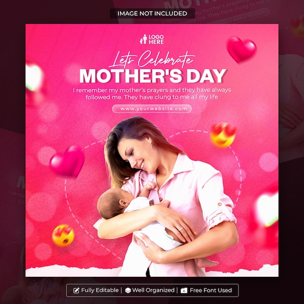 Happy mothers day social media banner or instagram post template