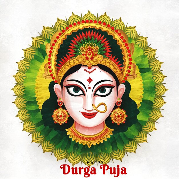 PSD happy navratri artistic durag face for durga puja indian celebration card background design