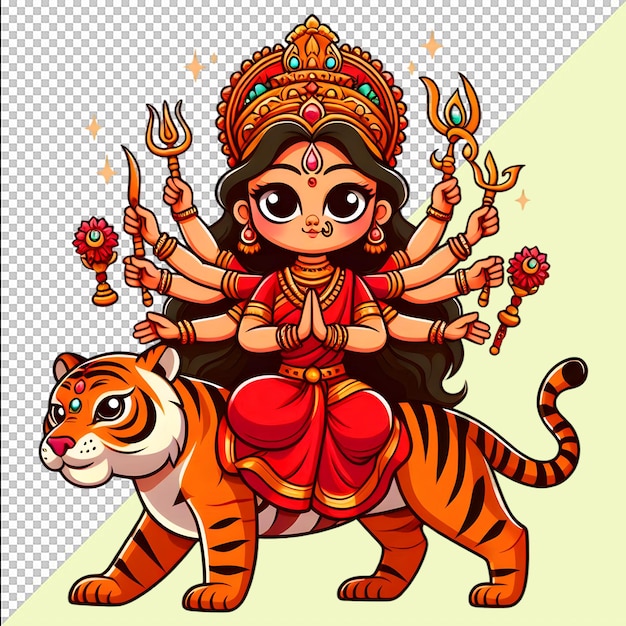 PSD happy navratri festival of india hindu mythology goddess durga maa illustration for png psd free