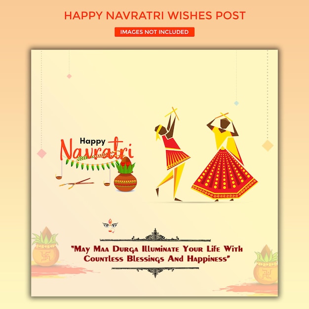 PSD happy navratri festival wishing creative social media post design template for facebook instagram