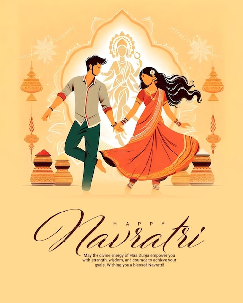 Happy navratri and Subh navaratri with ma durga social media post banner template