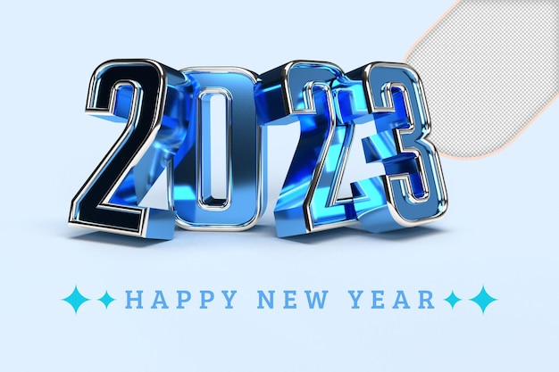 Happy new 2023 Year! 3D gold text with reflections