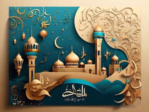 Happy new hijri year islamic greeting card arabic calligraphy for arabic language day