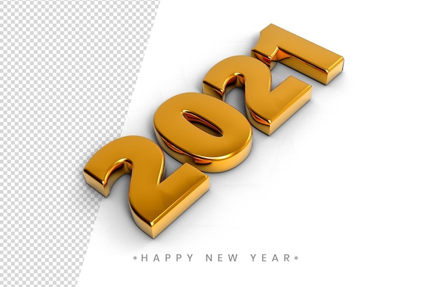 Happy new year 2021 3d gold text effect