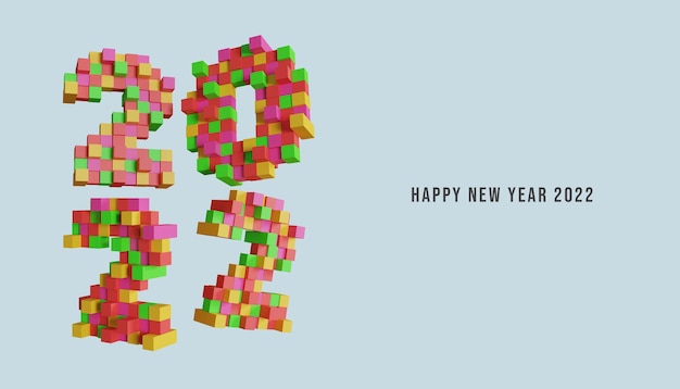 happy new year 2022 background with colorful cube