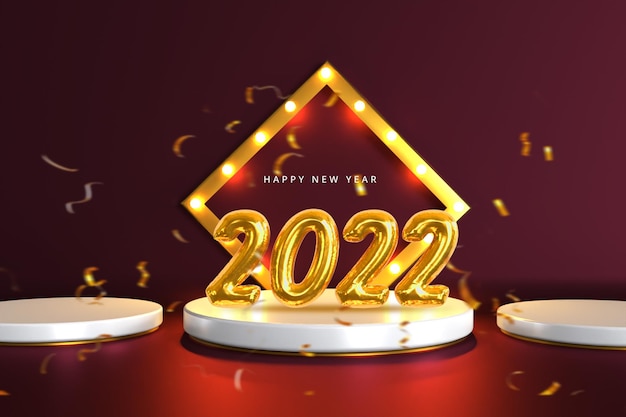 happy new year 2022 banner post with promotional background