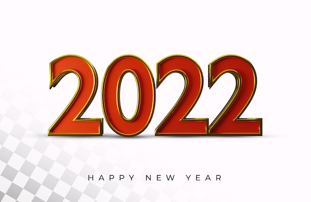 Happy new year 2022 bold number high quality 3d text effect 