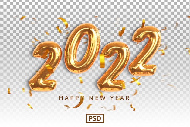 happy new year 2022 gold text effect with confetti